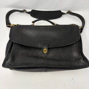 Vintage Jack Georges black messenger bag vintage brass briefcase leather